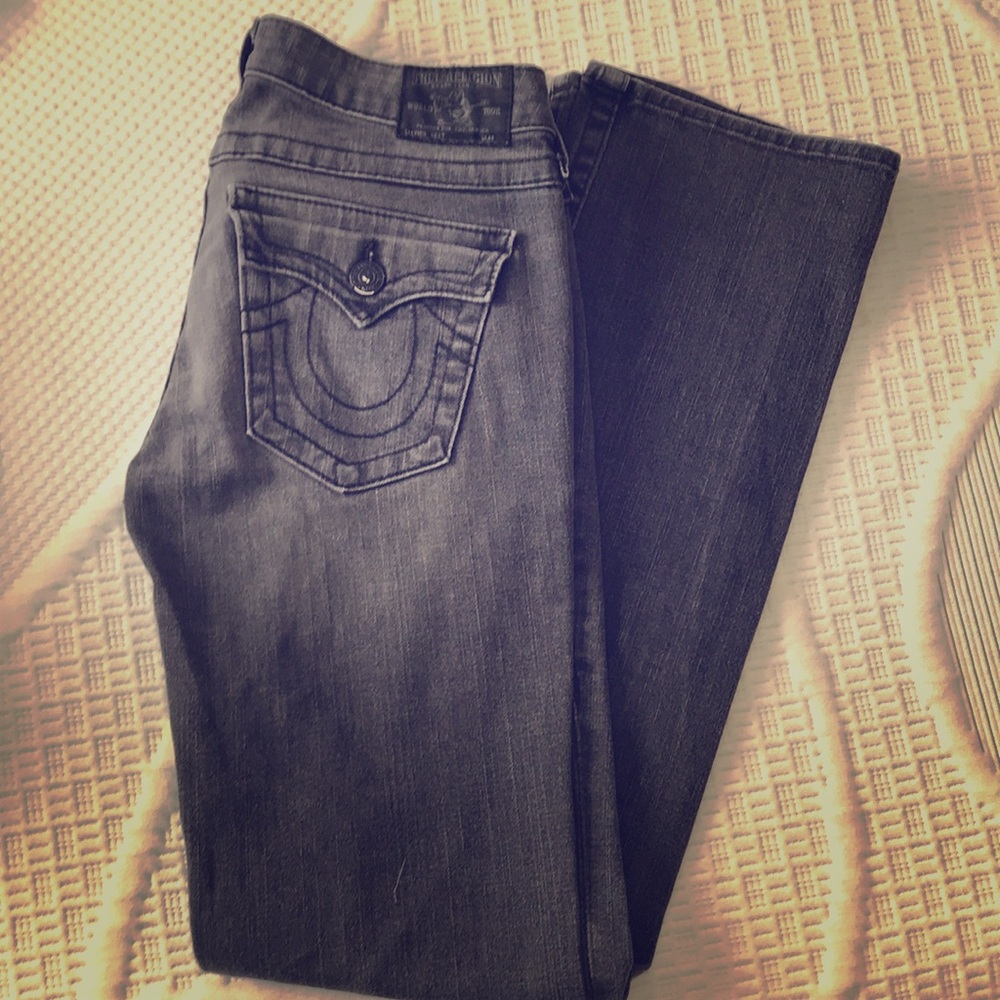 True Religion light grey straight legged